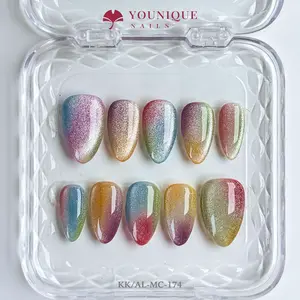 Younique Nails 2025 | KK Studio | Neon Cascade | 10PCS 100% Handmade Press-On Nails | Reusable Colorful Art