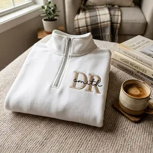 Personalized DR Monogram Quarter Zip Sweatshirt, Custom Embroidered Doctor Pullover, Medical School Graduation Gift, Cozy Physician Sweatshirt for Men and Women