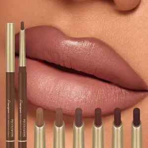 6pcs/set Waterproof Matte Brown Lip Liner, Long-lasting Non-stick Cup Moisturizing Lips, Silky, Three-dimensional Lip Shape, Halloween Christmas Gift, Lip Liner Pencils, Lip Liner Kit, Lip Liner Makeup, Lipliner