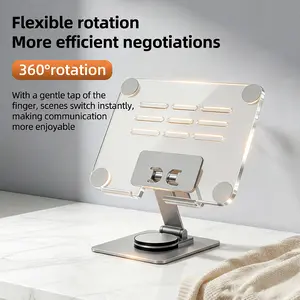 360° Rotating LaptopStand Adjustable Foldable AluminumLaptop Stand 2-in-1 Multifunctional Stand Hub for Gaming & Mobilestand Gray Flexible Rotation