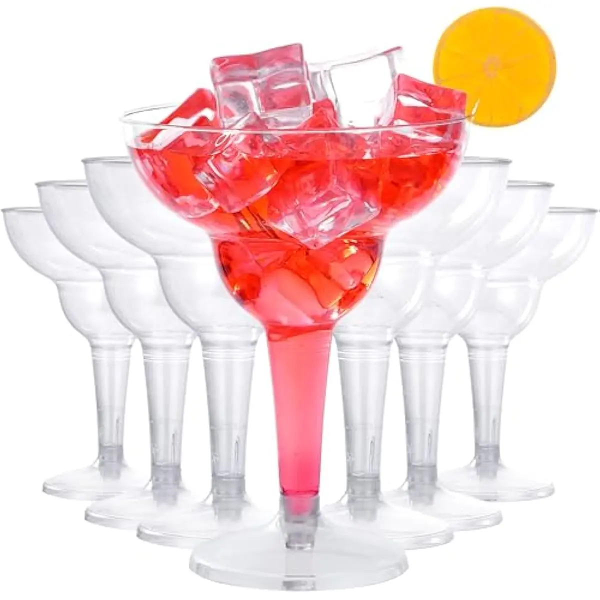 36 pcs Clear Plastic Martinni Glasses, 12 oz Disposable Plastic Margarita Cups, plastic champagne glass, cocktail Cup for Fiesta, Taco Night, and Mexican Themed Party Supplies
