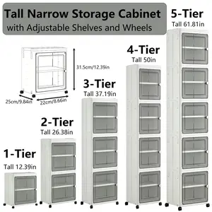 Mobile Foldable Storage Cabinet Universal Wheels Magnetic Door Multilayer Slim Dustproof Organizer Narrow Gap For Kitchen Bedroom Bathroom Toilet Side Home Organization