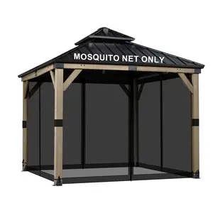 Aoodor Universal 12 x 12 ft. Gazebo Replacement Mosquito Netting Screen 4-Panel Sidewalls with Double Zipper for Patio Backyard Deck and Lawns (Only Netting)