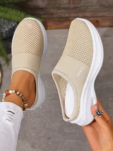 Women's Casual Sports Shoes, One-Click Slip-On, Slip On Lightweight, Spring Summer Beach Vacation Travel, Breathable Mesh, Comfortable Fit, Walking Shoes, Breathable Summer Footwear