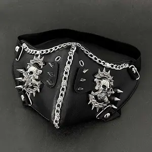 Rivet Steampunk Gothic Mask Cosplay Skull Masquerade Men/ Women PU Leather Mask