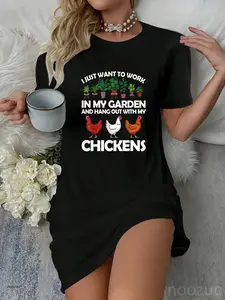 Funny Chicken For Women Gardening Chicken Lovers Garden Casual Dress