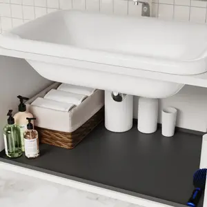 Waterproof Silicone Under Sink Mat 34''x22'', Durable Shelf Liner for Kitchen & Bathroom, Easy Clean Cabinet & Counter Protector
