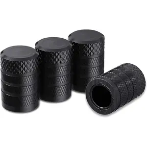 Tire Valve Stem Caps, Black, 4 pcs/Pack, Anodized Aluminum Tire Valve Cap Set, Corrosion Resistant, Universal Stem Covers for Cars
