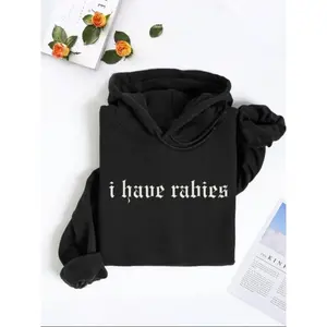 "I Have Rabies" Funny Gothic Oversized Hoodie for Women - Soft Graphic Sweatshirt, Edgy Dark Aesthetic