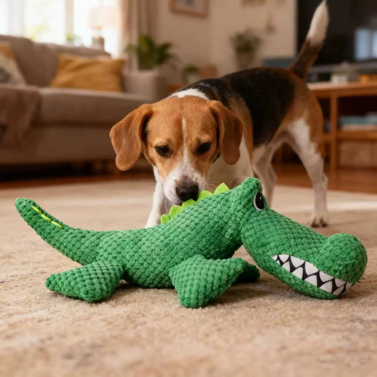 Cute Crocodile Plush Toy for Puppies & Kittens - Double Layer Tear Resistant Fabric Chew-Proof Super Soft Doll with Adorable Otter, Chewable for All Dog & Breeds, Teething & Bonding Companion