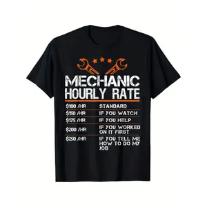 100% Cotton Golf Gift T-Shirt For Men and Women Funny Mechanic Hourly Rate Auto Repair Mechanic Labor Rates T-Shirt