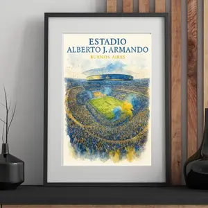 Estadio Alberto J. Armando – La Bombonera, Buenos Aires (Watercolor Poster)