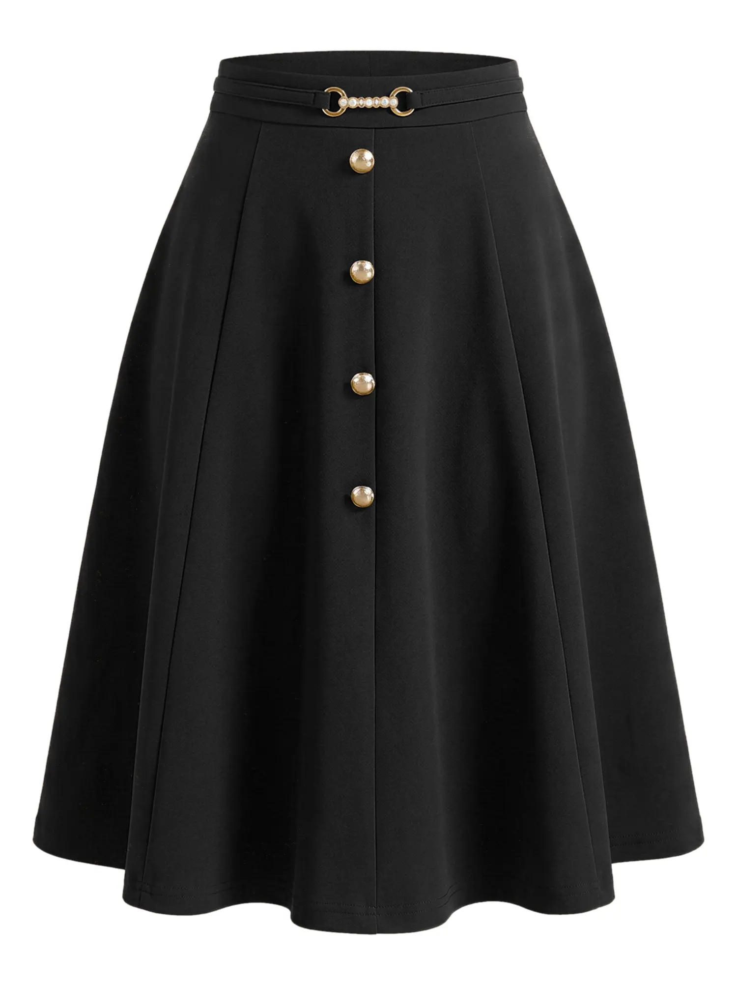 INSPIRE CHIC Women's A-Line Midi Pleated Skirt Vintage Work High Waist Flare Business Skirts