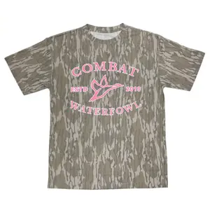 Pink Combat Waterfowl Mossy Oak Washed Out Camo Tee Mossy Oak Camo, Original Bottomland Short Sleeve Camo Shirt, Hunting Shirt, 3D T-shirt