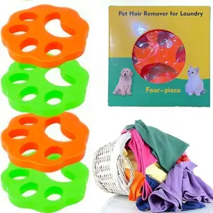 Paw Shaped Pet Hair Removal Laundry Ball, 4 Counts Set, Reusable Pet Hair Remover for Clothes & Carpets, Silicone Cleaning Products, Home Goods