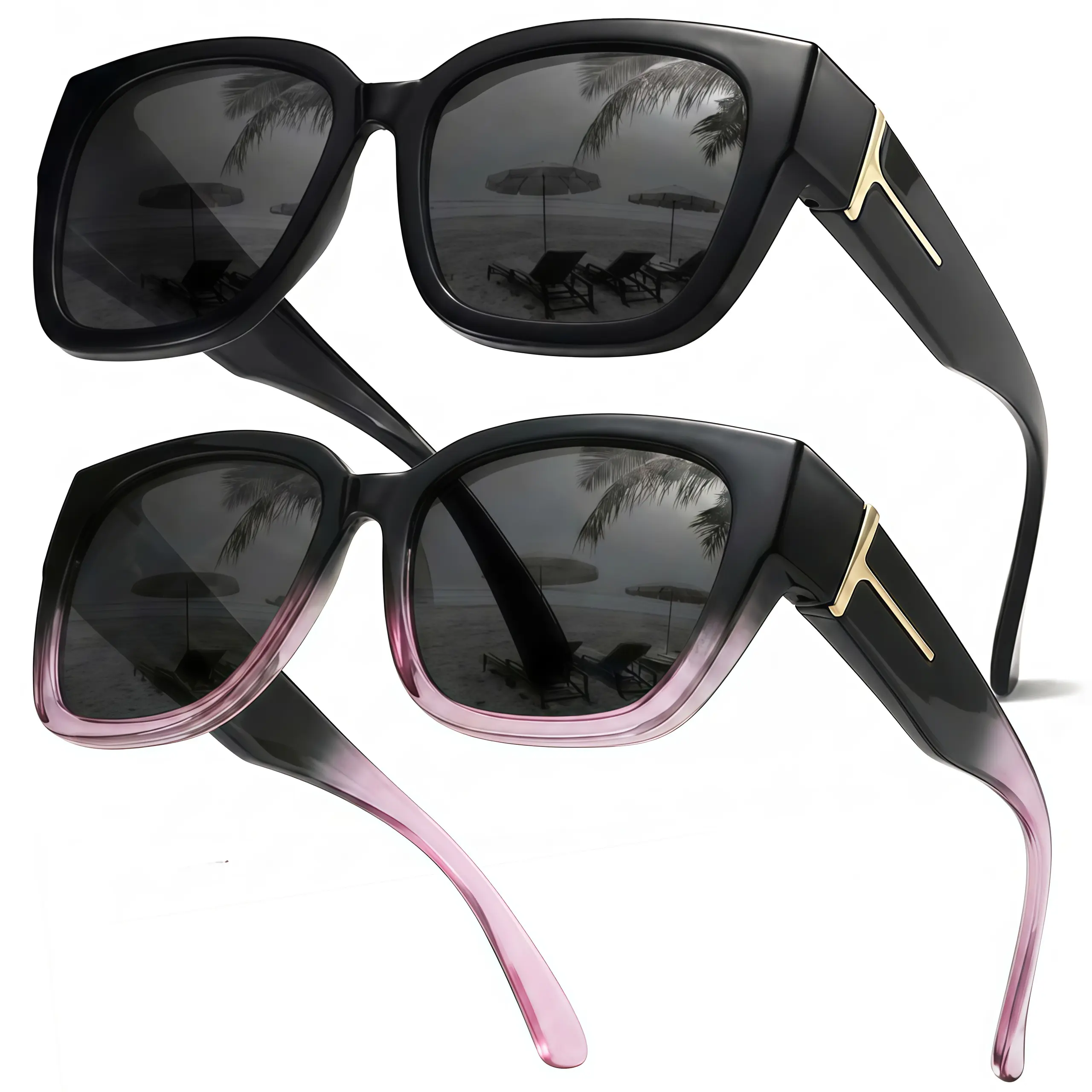 EUNOIALENS Women's Fit Over Square Frame Sunglasses - Oversized Polarized Lenses, UV400 Protection, T-Zone Temples, Wrap-Around Design, for Casual Driving & Daily Wear, Stylish Women's Gift Accessory, Sunglasses For Women