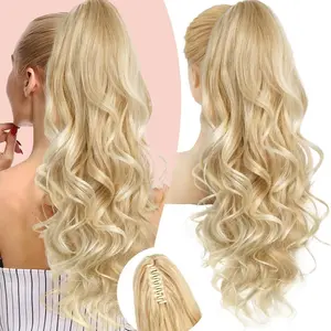 CHAOEE 24 inch Ponytail Extension Claw Clip in Long Curly Wavy Ponytail Hair Extension Jaw Clip on Pony Tails Hairpiece for Women