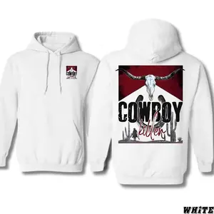 Cowboy Killer Skull Design - Western Wear Hoodie - Bold and Edgy Style Menswear Tops, Made in USA.LKD