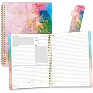 Half Meeting Half Note - 8.5"x11" Professional Notebooks for Work - 160 Pages, A4 Size Project Planner, Spiral Meeting Agenda/Minutes Organizer for Women Men, Note Taking, Office & Business