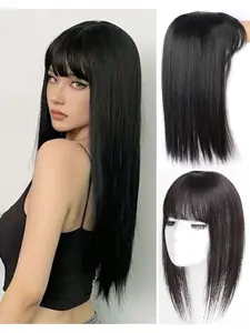 Realistic Scalp Hair Extensions, 4"x5" Large Coverage Synthetic Wig Cap, Suitable for Thin Hair Women, Adds Volume & Density, Synthetic Hair Wigs