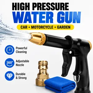 High Pressure Water Spray Gun with 360° Adjustable Metal Nozzle, Garden Hose Sprayer for Car Wash, Motorcycle Cleaning, Patio Rinsing & Garden Watering