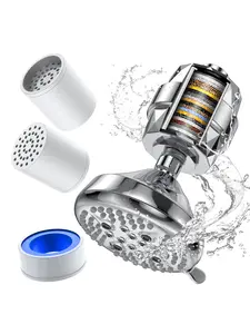 Shower Head And 20 Stage Shower Filter, High Pressure 5 Spray Settings Filtered Showerhead With 3 Replaceable Filter Cartridges For Removing Chlorine Fluoride, Polished Chrome