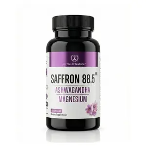 Saffron Pill with 88.5mg Extract with Ashwagandha and Magnesium Glycinate | Made in USA | Natural Dietary Supplement