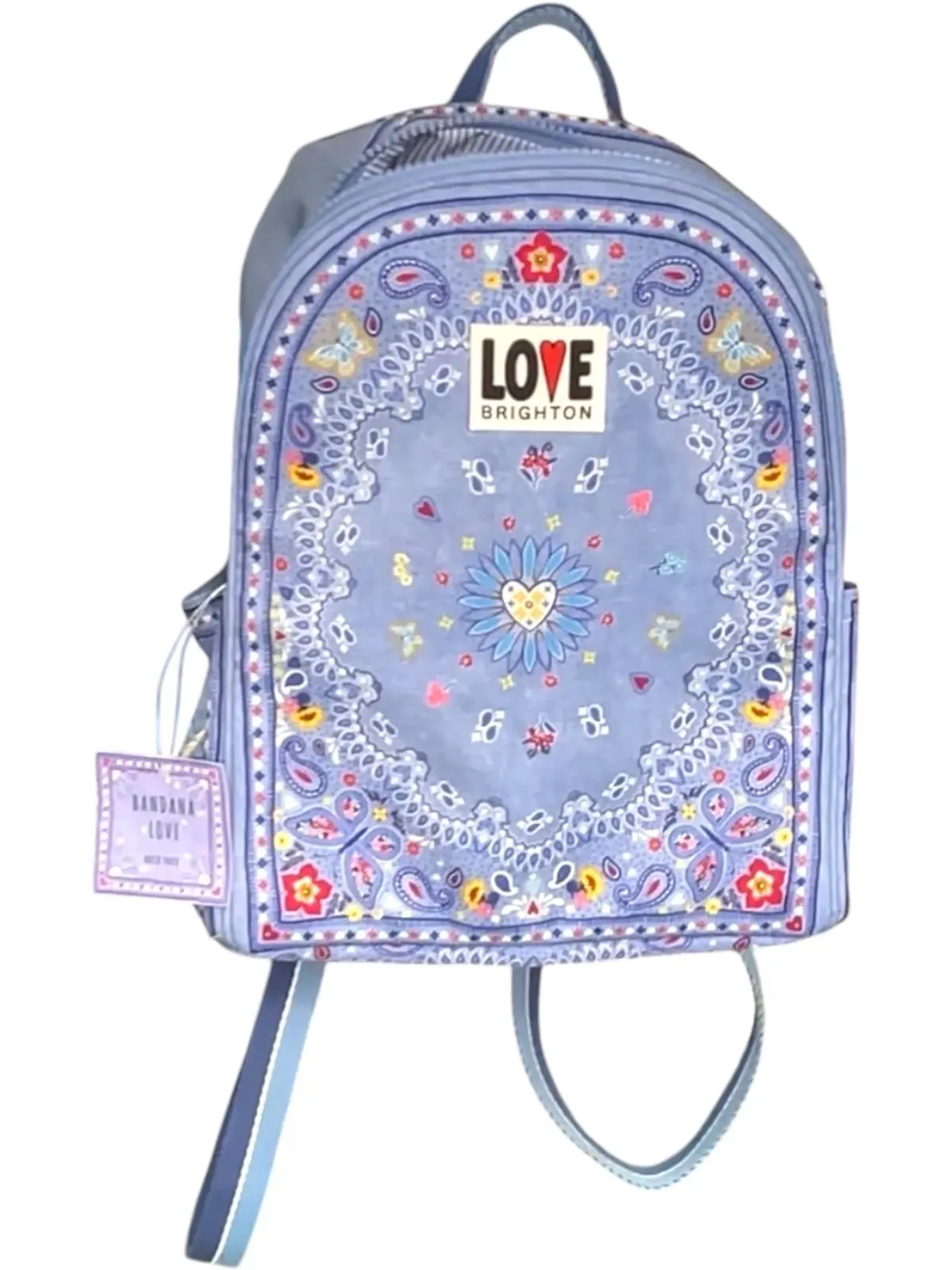 Brighton Bandana Love Backpack Blue Paisley Butterfly Heart Print Backpack NWT