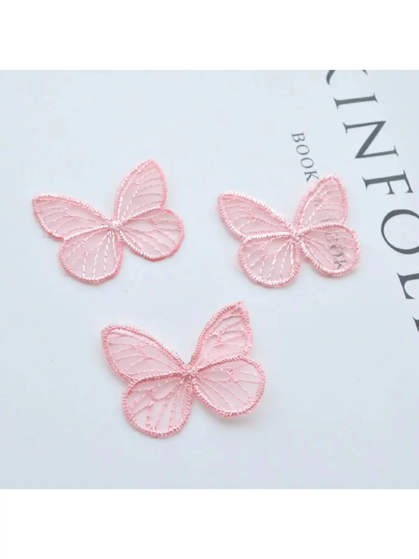20pcs embroidered butterfly tulle butterfly DIY accessory hair clip clothing patch trim organza embroidery Butterfly Appliques