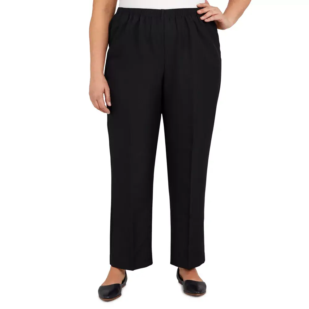 Alfred Dunner Plus Women's Classic Pull-On Elastic Waist Pant, Soft, Bottom