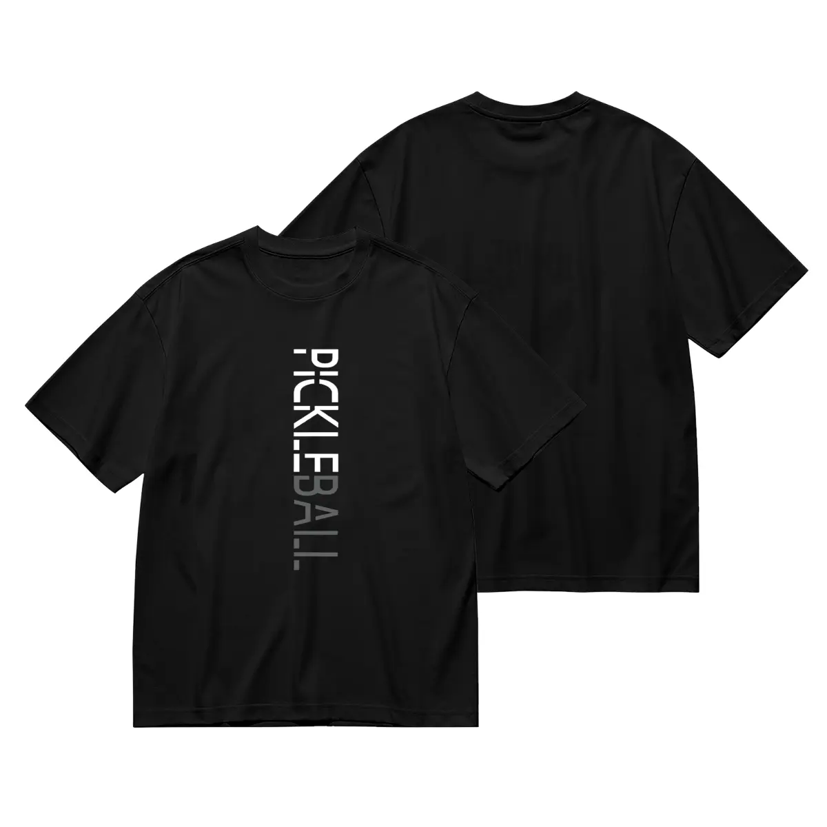 Pickleball Graphic Tee for Men & Women, 180G Black Short Sleeve Crew Neck T-Shirt with White Letter Print, Sporty Casual Top for Fitness Outdoor Daily Wear