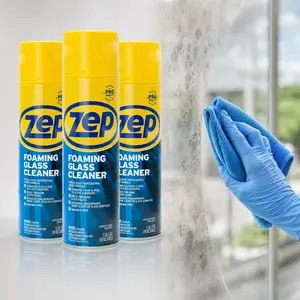 Zep 19 oz Foaming Glass Cleaner,aerosol glass,ammonia-free foam,streak-free shine,no-drip foam,vertical glass cleaner,window cleaner,mirror cleaner,windshield,Plexiglas safe,grease remover,fingerprint remover,smudge remover,car glass,home