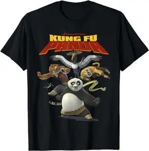 Kung Fu Panda Group Shot Action Portrait Movie Logo T-Shirt