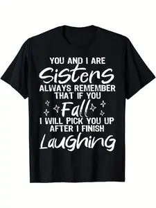 Sisters Matching T-Shirts - I Are Sisters Cursive Graphic Tee, Breathable Crew Neck Sister Outfits, Matching Gift for Birth Sisters, Twins - Casual Wear & Sisterhood Apparel 2026 New Year Party Outfits Suitable for - Wear, Matching Sister Tees