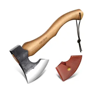 PURPLEBIRD Garden Axe with Sheath, Yard Tool for Wood Processing and Kindling - Ergonomic Wood Handle Ideal for Garden Maintenance and Firewood Preparation