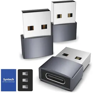 USB C Female to USB Male Adapter Pack of 3 [Travel Must Haves, Aluminum] USB C to USB Adapter, Type C Charger Cable Power Converter Compatible For iPhone 15,Apple Watch,AirPods,CarPlay, etc.