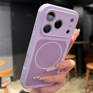 New skin sensitive magnetic liquid silicon shock-absorbing Silicone phone case, Cover, suitable for Apple/iPhone17promax/17pro/17 series compatible with MagSafe charging couple case