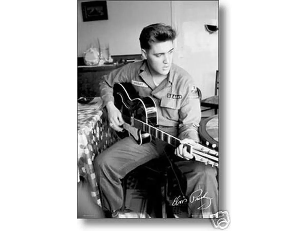 Hot Stuff Enterprise 6880 Unframed Elvis Presley US Army Photo Poster, 24x36 in, Wall Decor Aesthetic, Elvis Theme Home Wall Art