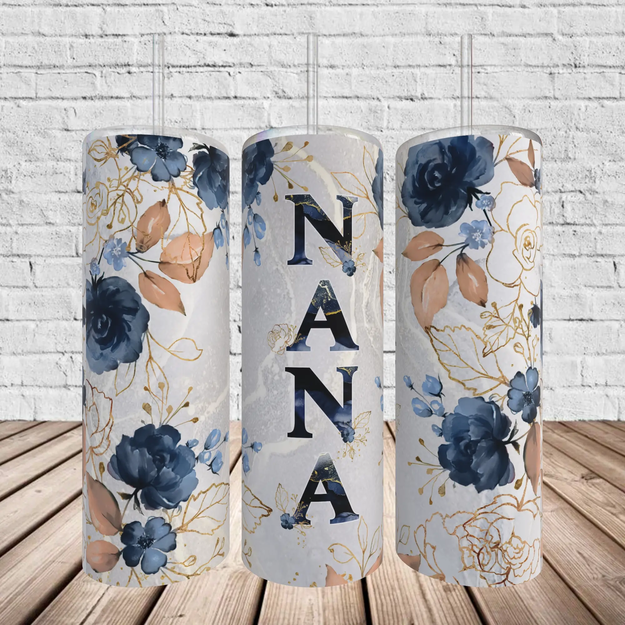 Nana- 20 oz Tumbler stainless steel cup sublimation Floral Coffee Drinkware