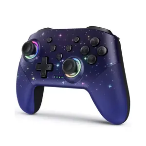Switch Controller, LED Star Wireless Pro Controllers Compatible with Switch 2/Lite/OLED, Multi-Platform Windows PC with 9 Colors Colorful RGB Lights/Programmable/Vibration/Turbo/Wakeup