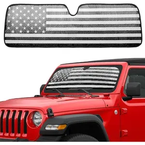 Windshield Sun Shade Compatible with Jeep Wrangler JK JKU JL JLU 1997-2023 & Jeep Gladiator JT
