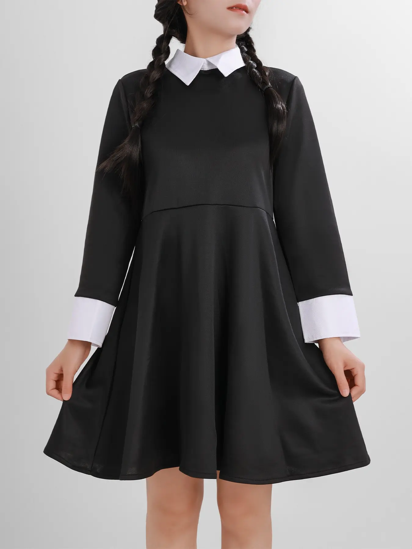 Wednesday Addams Cosplay Dress, Long Sleeve Chic Halloween Costume, Slim-Fitting Women's, All Seasons Fashion, Womenswear