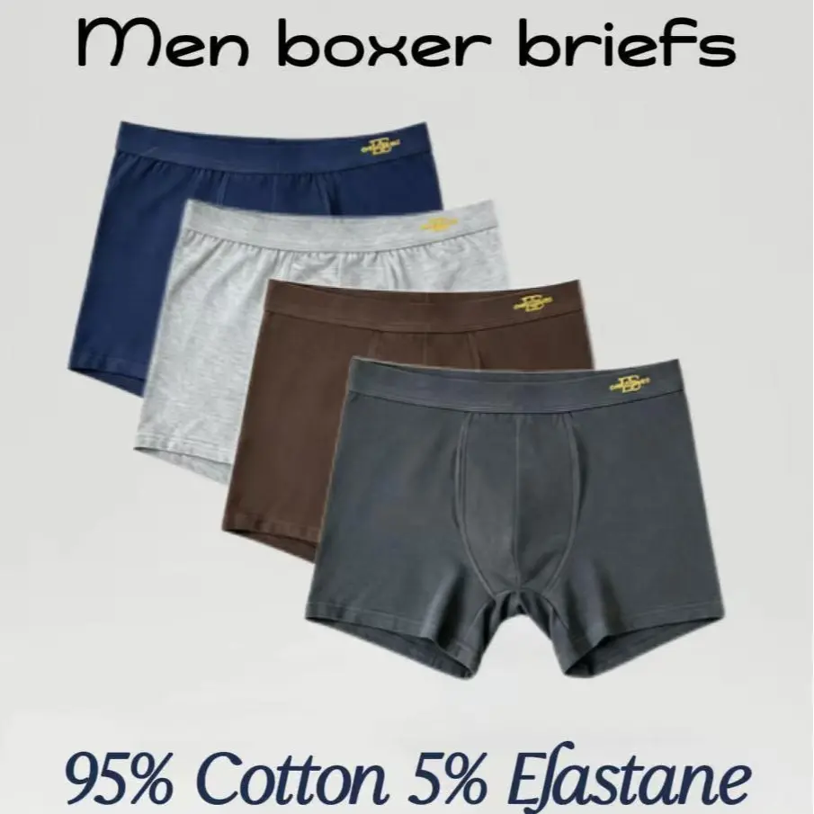 [ Buy 1 take 1 ] Underwear Boxer Briefs Pack-4Packs, Cool & Breathable Cotton Moisture-wicking Underwear , No Ride Up
