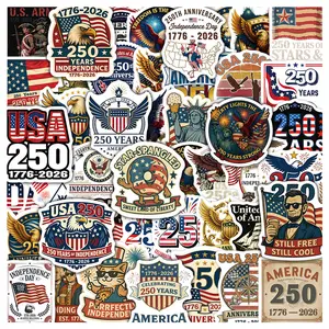 50 Stickers Decals Featuring The American 250th Anniversary Graffiti Flag Elements, Suitable for Scrapbooks, Diaries, Laptops, Water Bottles, Cars, and Other Faith-based Designs—gifts with Positive Messages.