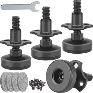 Adjustable Heavy Duty Furniture Leveling Feet, Table Leg Levelers for Cabinets Sofa Tables Chairs, Supports 1320LBs, 3/8”-16 Thread T-Nut Kit, Large Base 4 Pack Black
