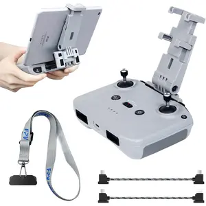 No Disassembly Tablet Holder for DJI Flip/Neo/Mini 4K/ Mini 2 SE/Air 3/ Mini 3/ Mini 4 Pro, 7-12 Inch Foldable iPad Mount Holder Pack of Lanyard and 2 Cables, DJI RC-N1/RC-N2/RC-N3 Accessories