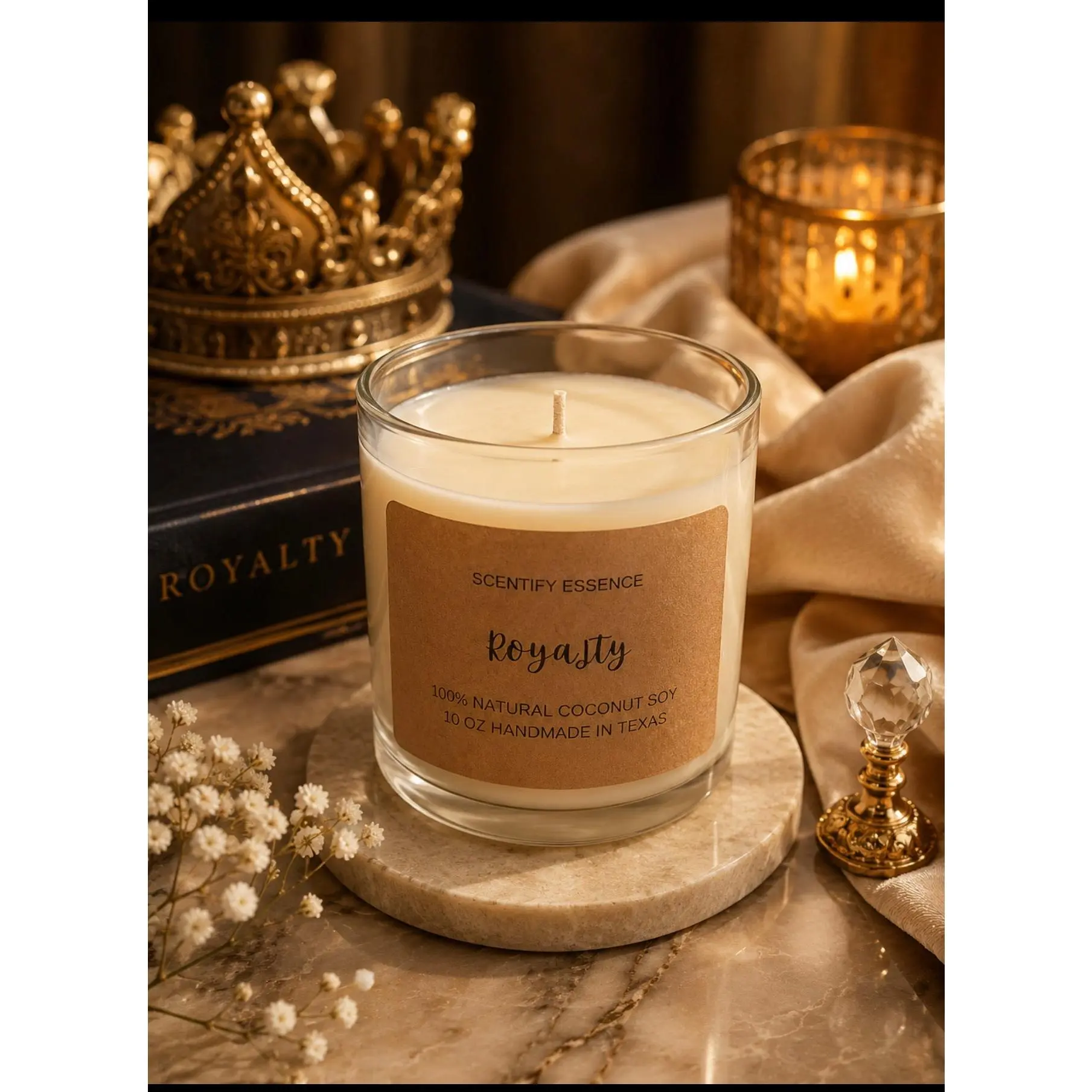 Luxury Spiced Patchouli, Amber & Musk Scented Coconut Candle - Home Decor, Room Decor Fragrance Candle