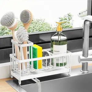 Sink Caddy,White Rust-Resistant Kitchen Organizer,Sponge Holder for Kitchen Sink