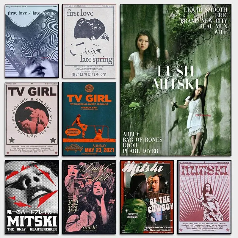 Singer Mitski First Love Tv Girl French Exit Pop Music Album Poster Canvas Painting Wall Pictures Artwork Home Bar Cafe Decor Room Wall Decor Fans Gift Art Print (22 Style Options)