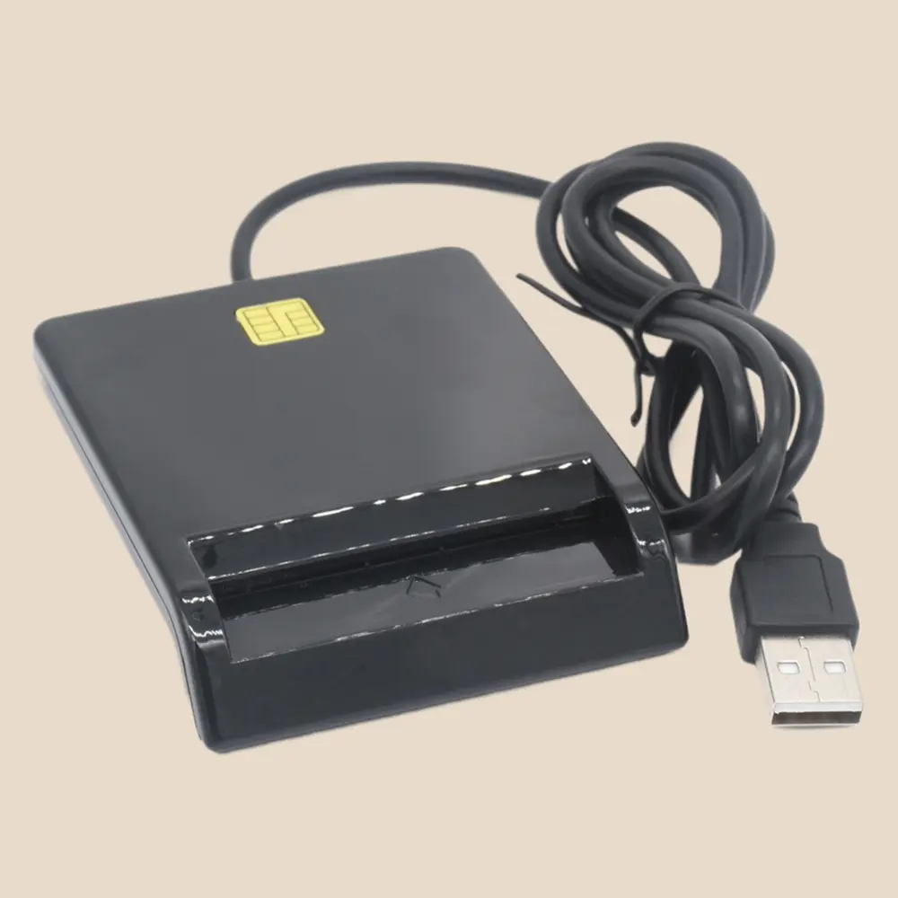ABS-Construction USB Plug-In Smart Card Reader with Advanced Chipset - 15x65x82mm, Cross-Platform Compatibility, Windows Support, Secure Data, Access Control, Banking Transaction Backward Compatibility (SIM Card Accessory)